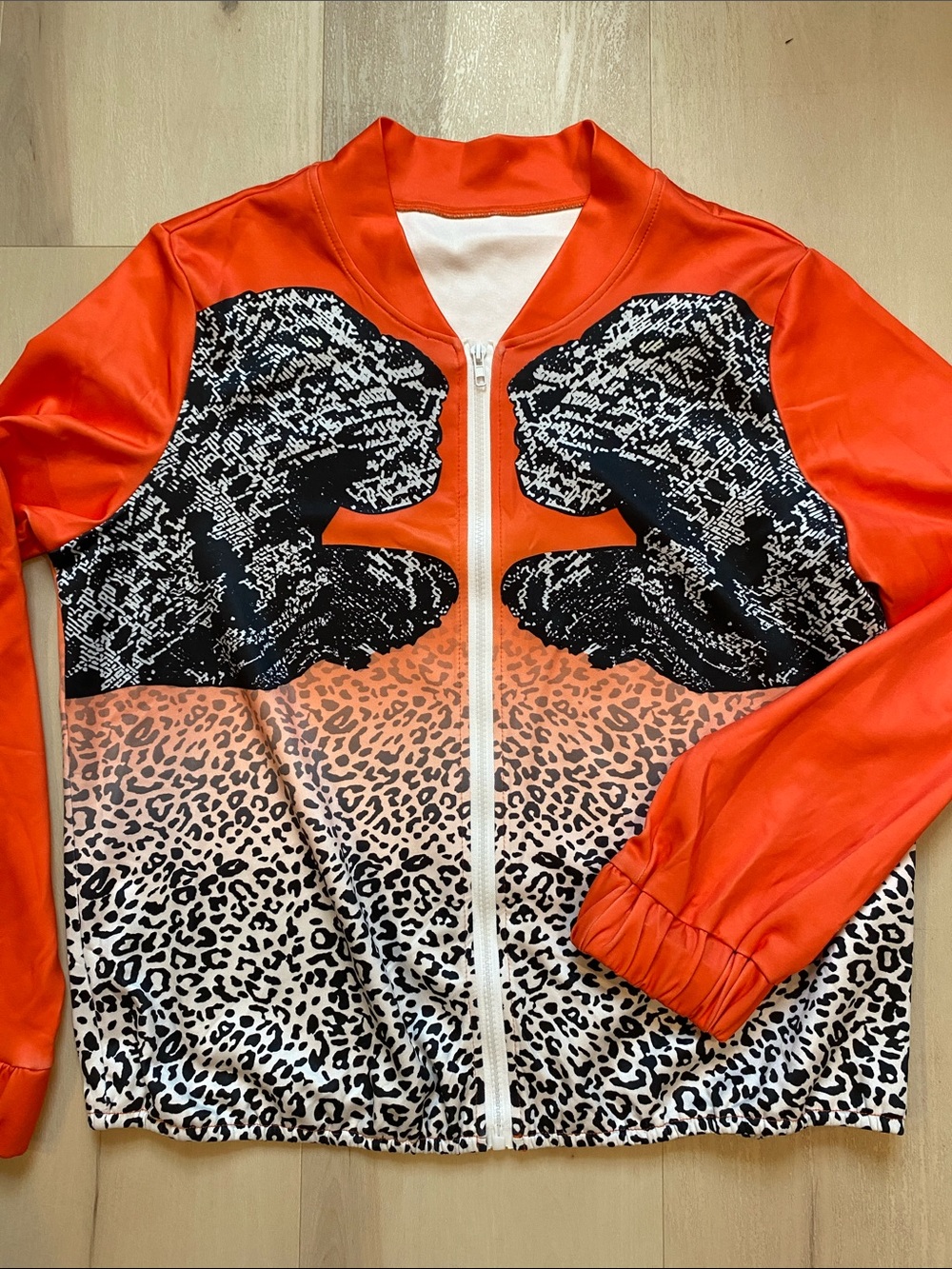 SHEIN ✨ Women's Orange Leopard Print Bomber Jacket